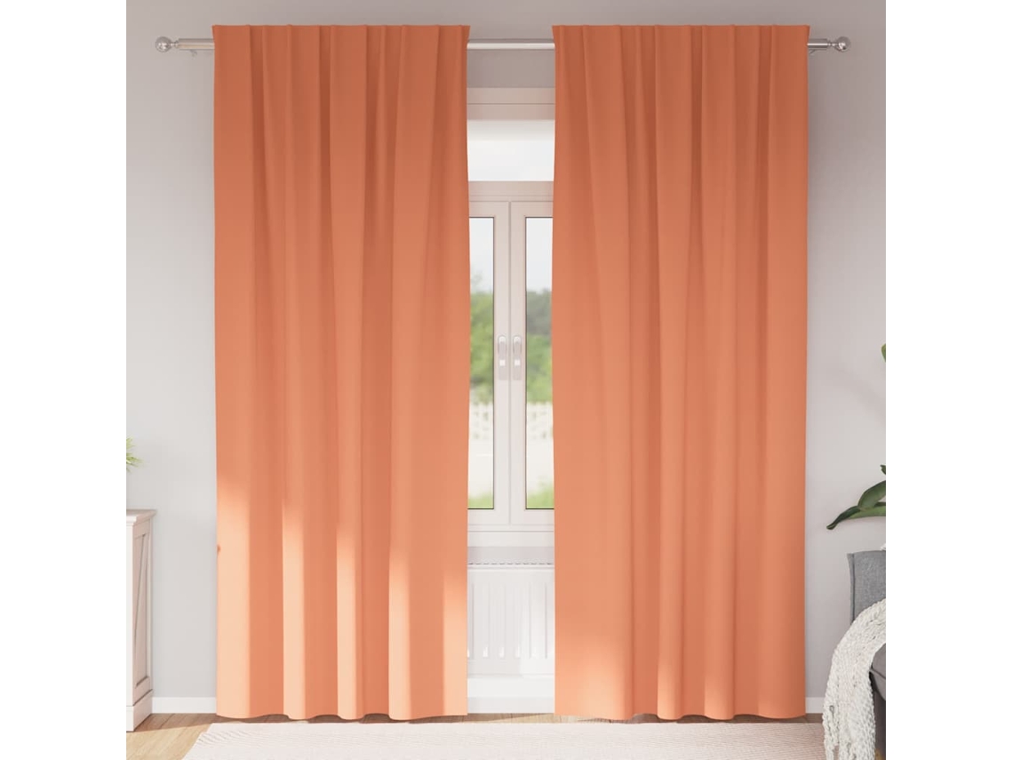 Vidaxl Cortinas Blackout Com Argolas 2 Pcs Terracota 225 X 140 Cm