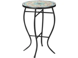 Mesa de Jardim Metal e Cerâmica Cor Multicor 35.5x35.5x53.5 cm Outsunny