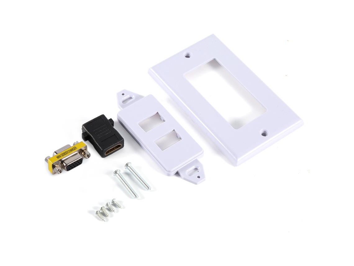 Placa frontal para tomada de parede com porta HDMI e VGA, branca BRILVIBERA