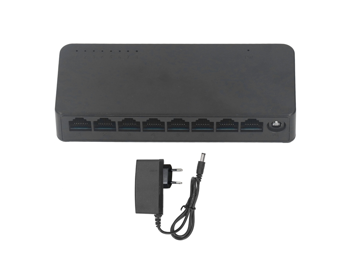 Switch De Rede De 8 Portas E 100 Mbps, Adaptação De Tensão Ampla, Europlug