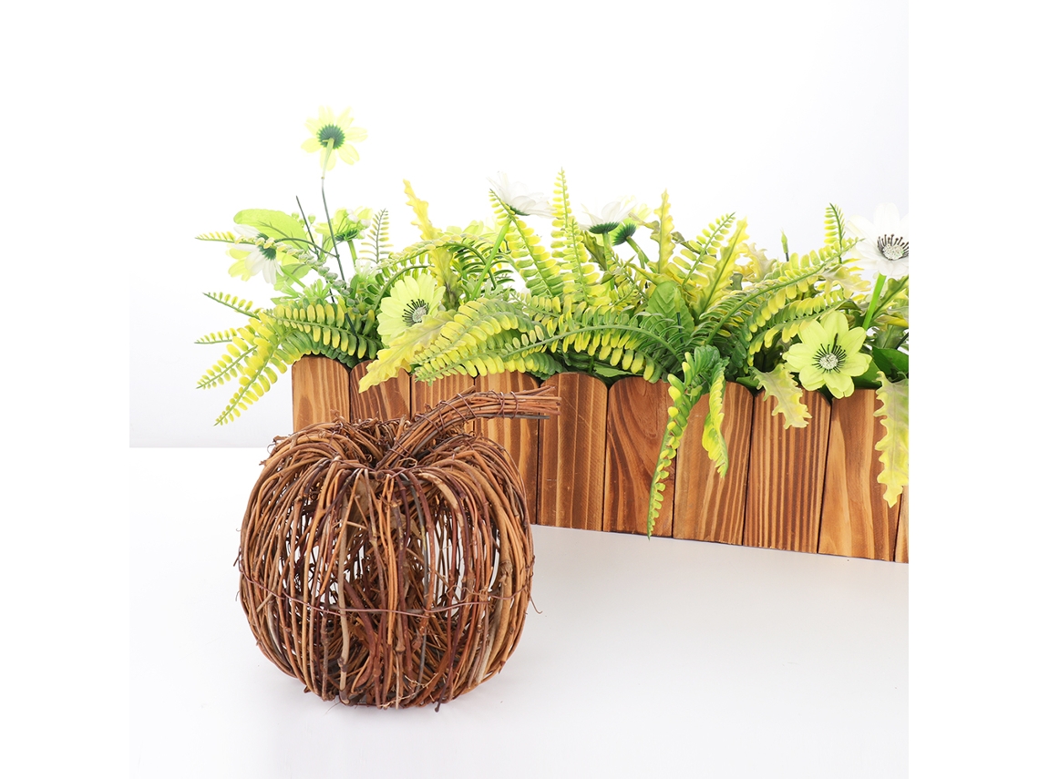 Eoocoo Handmade Pressed Dried Flower Weaving Pumpkin Decoration (with String Lights And Inserted Branches)