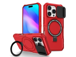 Capa Zruxe Compativel Com Iphone 16 Pro Max (sliding Camshield - Magsafe - Tpu - Pc - Vermelho)