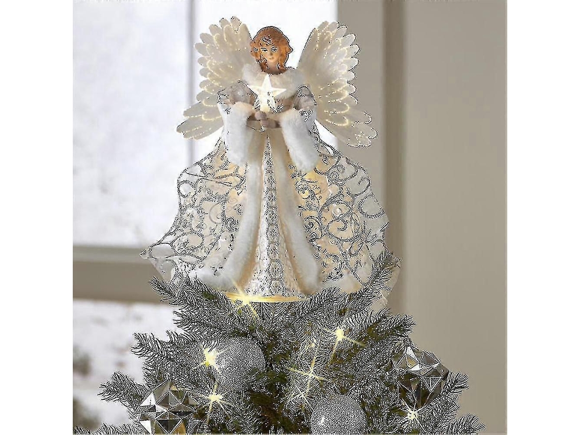Snqtv Enfeite De Natal De Anjo Branco Com Luzes Led Olysi Shop