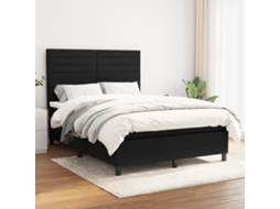 Vidaxl Cama Com Molas/colchão 140x200 Cm Tecido Preto