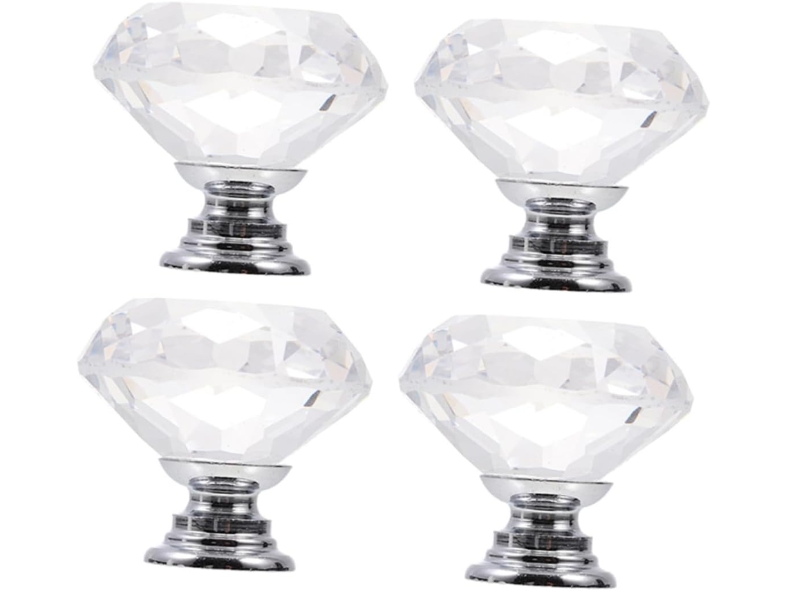 Conjunto De 4 Puxadores Cristal Para Armários, Portas De Vidro, Com Um Furo, Puxadores Decorativos Para Móveis De