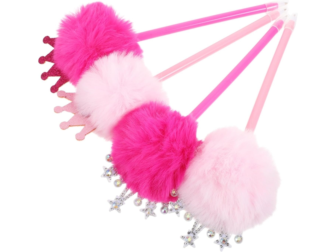 Conjunto De 4 Canetas Esferográficas Homoyoyo Com Pompom Pelúcia E