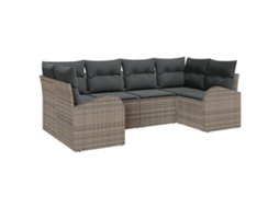 Conjunto 6 Móveis De Jardim Vidaxl Cinzento Vime Pe (234 X 124 X 85 Cm)