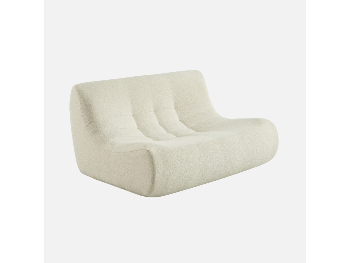 Sofá Modular Em Tecido Bouclé Embalado A Vácuo, 2 Lugares, Branco