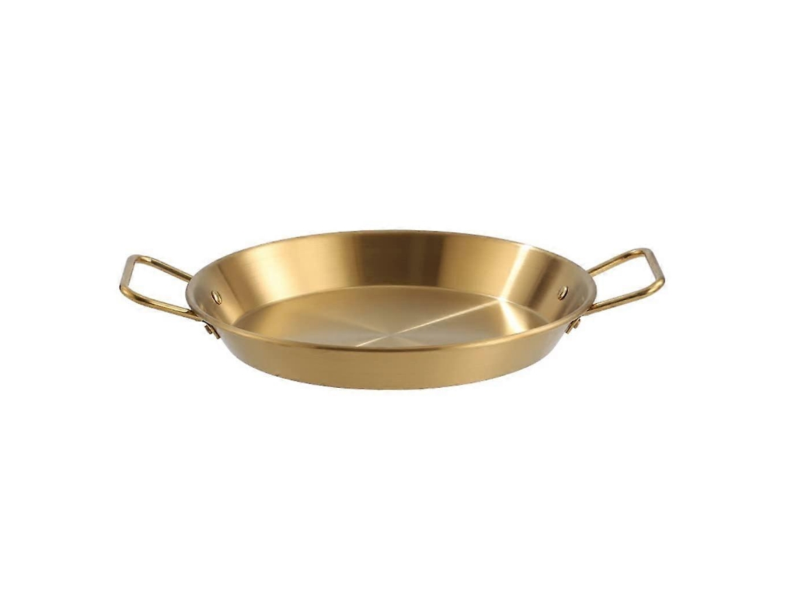 Frigideira De Aço Inoxidável Com Fundo Plano E Alças Duplas E Prato De Porcelana De 26 Cm Para Salada E Massa.