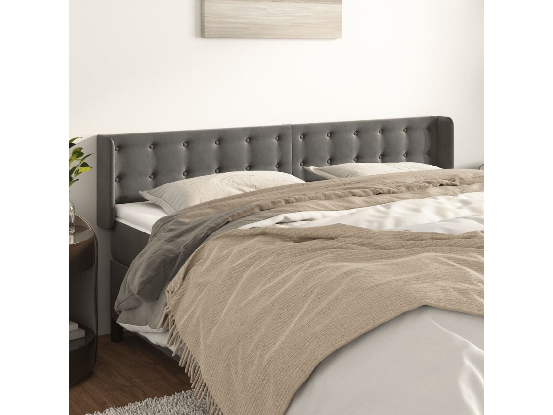 Vidaxl Cabeceira De Cama C/ Abas Veludo 183x16x78/88cm Cinzento-escuro