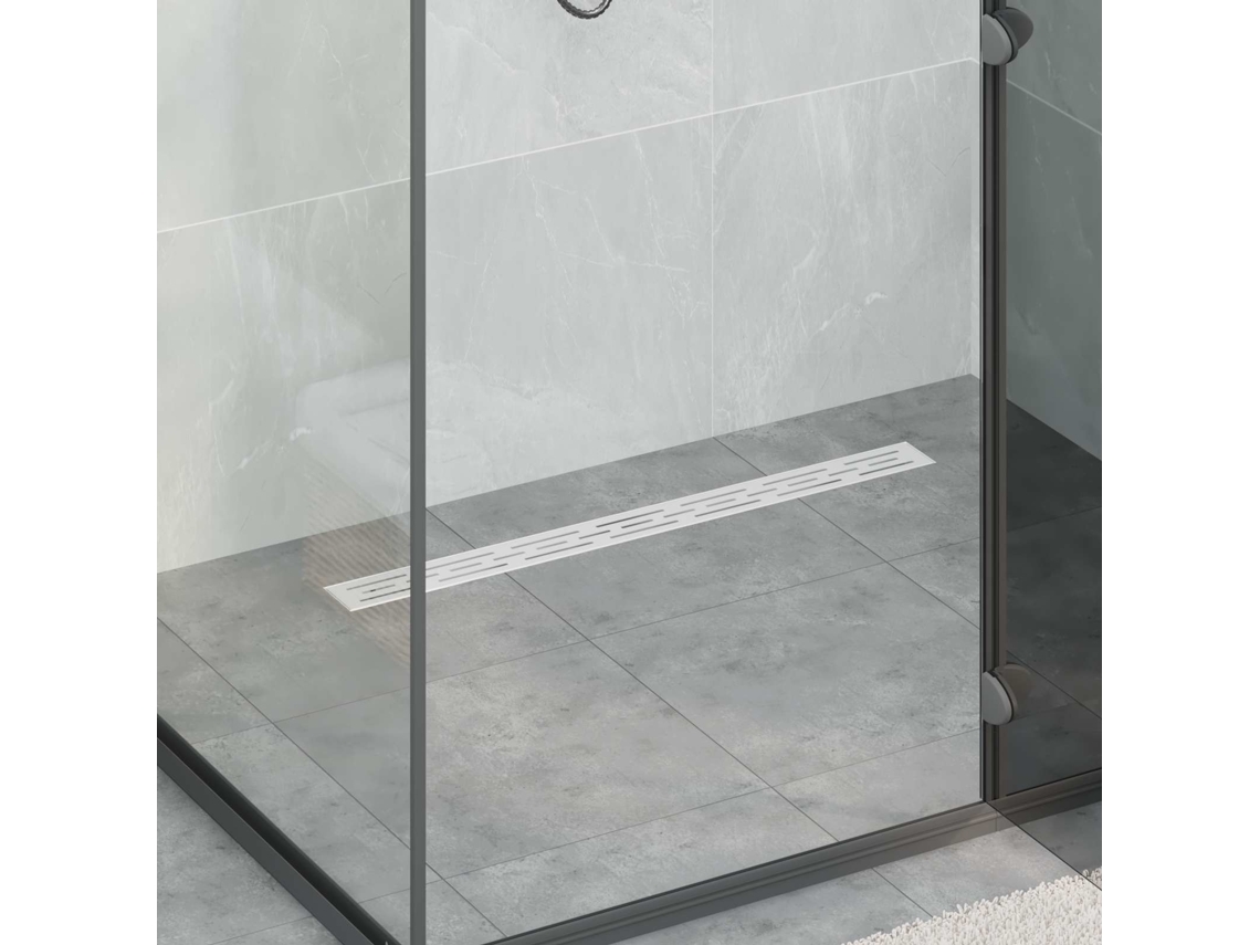 Vidaxl Ralo De Chuveiro Com Design Linear E Sifão 360° Prateado 80 Cm