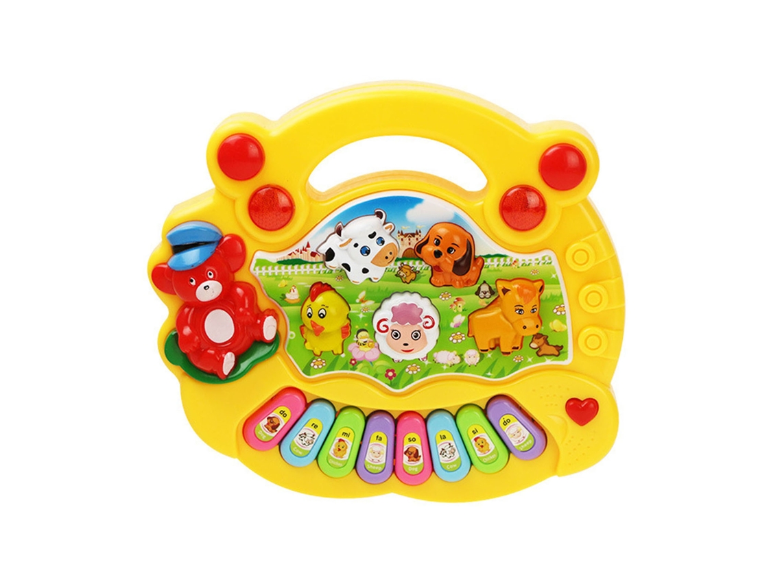 Ats brinquedo de Teclado Infantil Eletrônico com Animais de Granja, Instrumento Musical Educativo para Bebês Amarelo