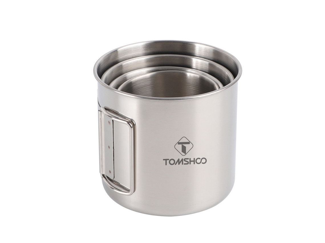 Conjunto 4 Canecas Camping Plegáveis Aço Inox Portáteis