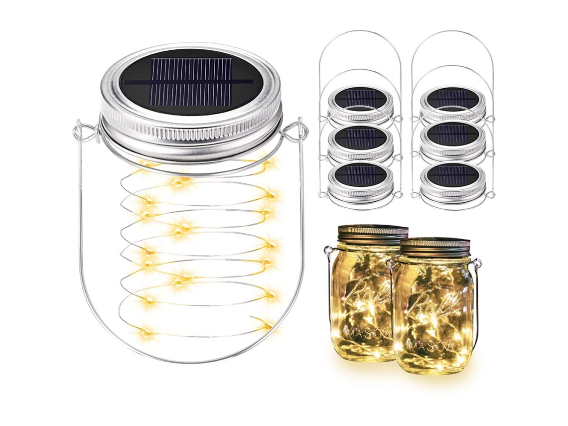 Tampa de vidro solar com 20 luzes de fadas, 6 suportes, para decoração externa, sem vidros | S/MARCA