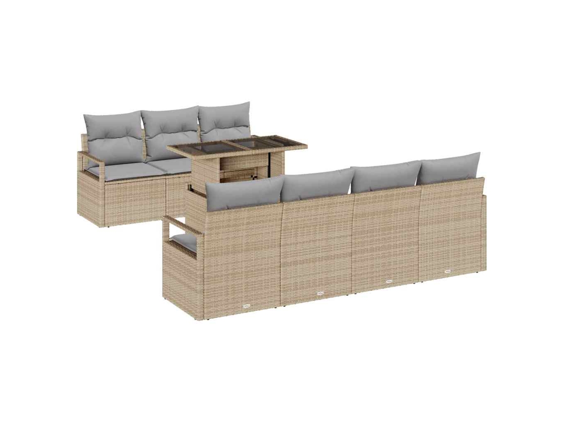 Maison Exclusive - Conjunto De Sofá De Jardim 8 Pcs Bege E Cinza Claro Vime Pe