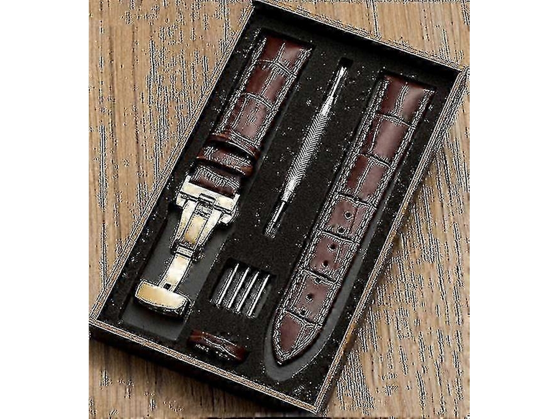 Pulseira De Relógio De Couro Bovino Com Fivela Borboleta, Acessórios Para Relógio, Caixa De Presente, Pulseira De Relógio De Couro Genuíno Olysi Shop