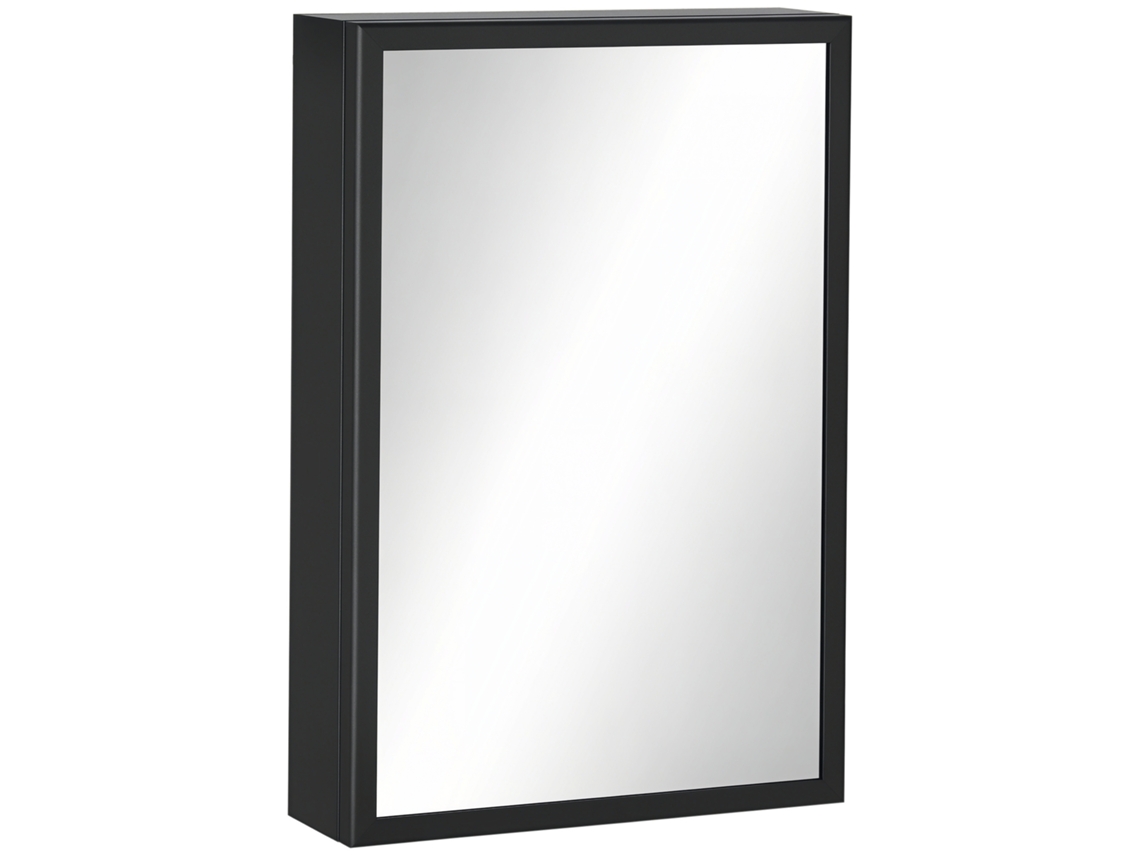 Armário de espelhos, 3 prateleiras, aço inox, 40x12x60cm, Preto | S/MARCA
