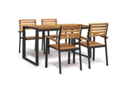 Vidaxl Conj. Jantar P/ Jardim 5 Pcs Madeira De Acácia Maciça E Metal