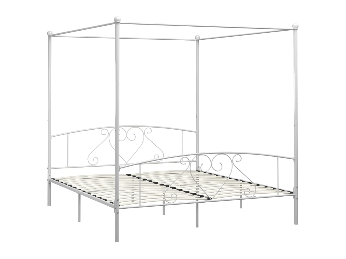 Estrutura de Cama com Dossel Metal 200x200 Cm Branco MAISON EXCLUSIVE