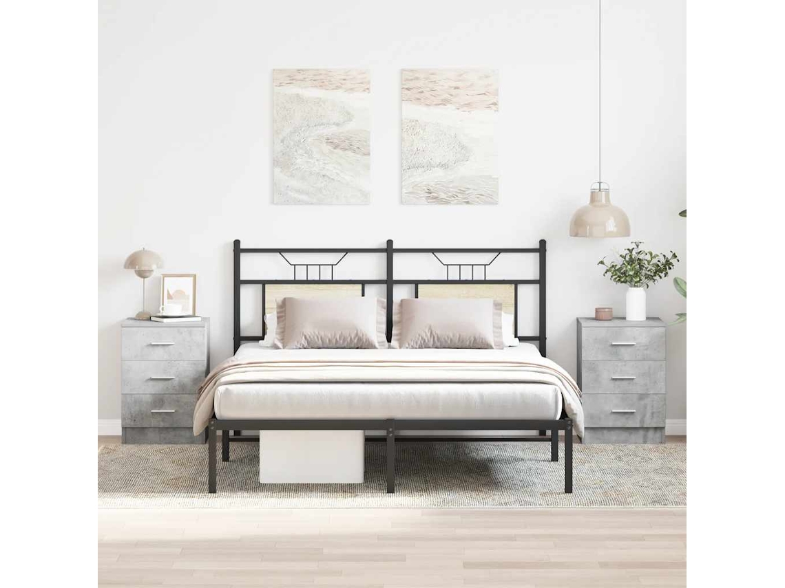 Vidaxl Mesas Cabeceira 2pcs 38x35x56cm Derivados Madeira Cinza Cimento