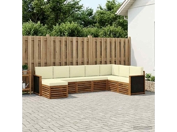 Vidaxl Conjunto De Sofás Para Exterior 6 Unid. Natural E Creme