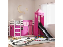 Beliche Com Escorrega E Cortinas 90x190 Cm Rosa