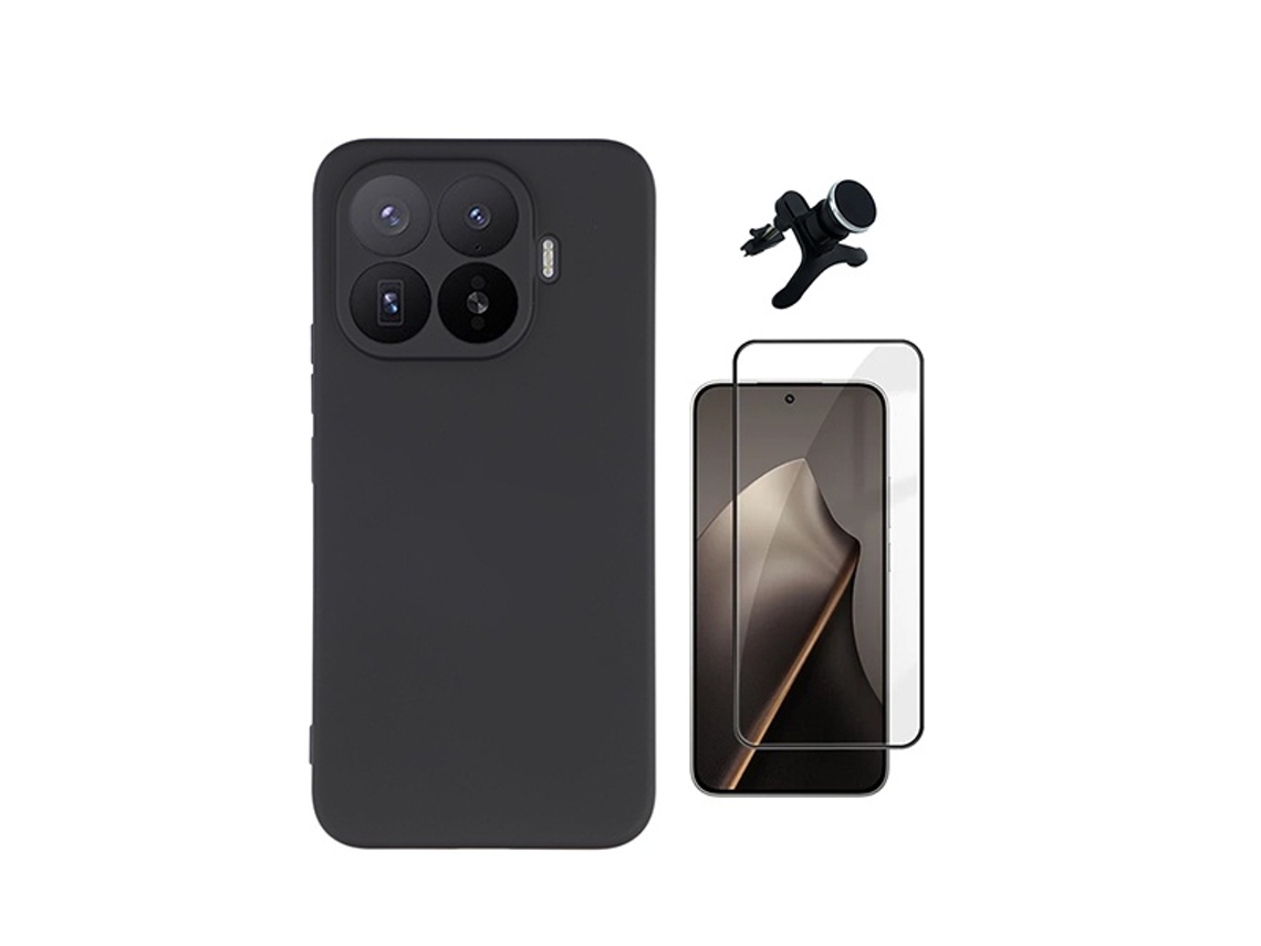 Kit Vidro Temperado Capa Silicone Líquido Suporte Magnético Reforçado Phonecare Para Xiaomi 17t 5g - Preto