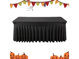 Toalha De Mesa Com Babados Decoração Festiva Para Mesa 183 Cm Preta Com Borda Plissada Par Gokoco