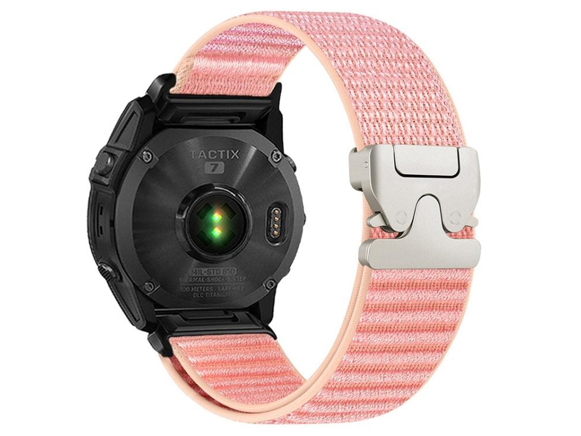 Bracelete para Garmin Nylon trançado padrão de montanha com fivela de paraquedas e ponteira de metal rosa milkshake XIAOMOYU (26mm)