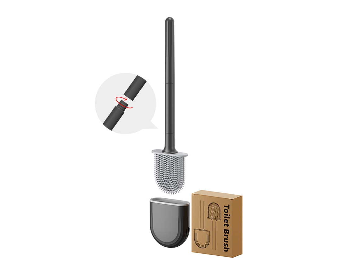 Escova Sanitária de Silicone Macio para Fixação na Parede, Limpeza Completa de Frestas e Cantos, Cabo Removível, de Que Economiza Espaço AQUAFORGE