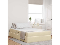 Vidaxl Cama Com Arrumação E Colchão Creme 120 X 200 Cm Poliéster