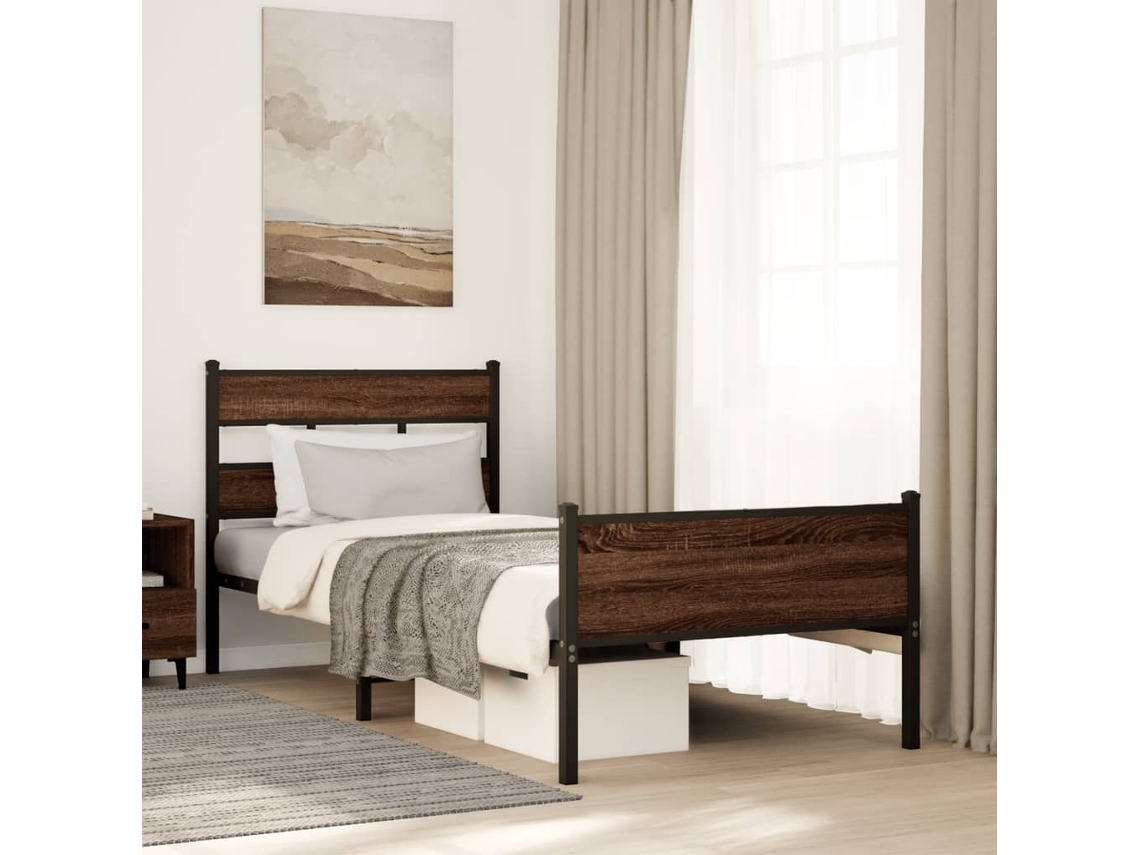 Estrutura Cama S/ Colchão Derivados Madeira Carvalho Castanho