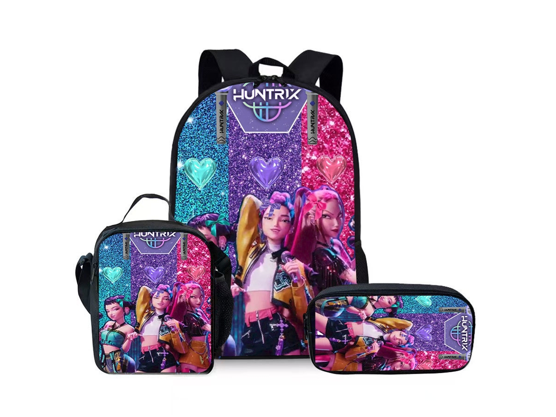 Conjunto De Mochila Estampada Com Lancheira E Estojo, Impermeável, Grande Capacidade, Proteção Da Coluna E Alívio De Estresse Estilo 14