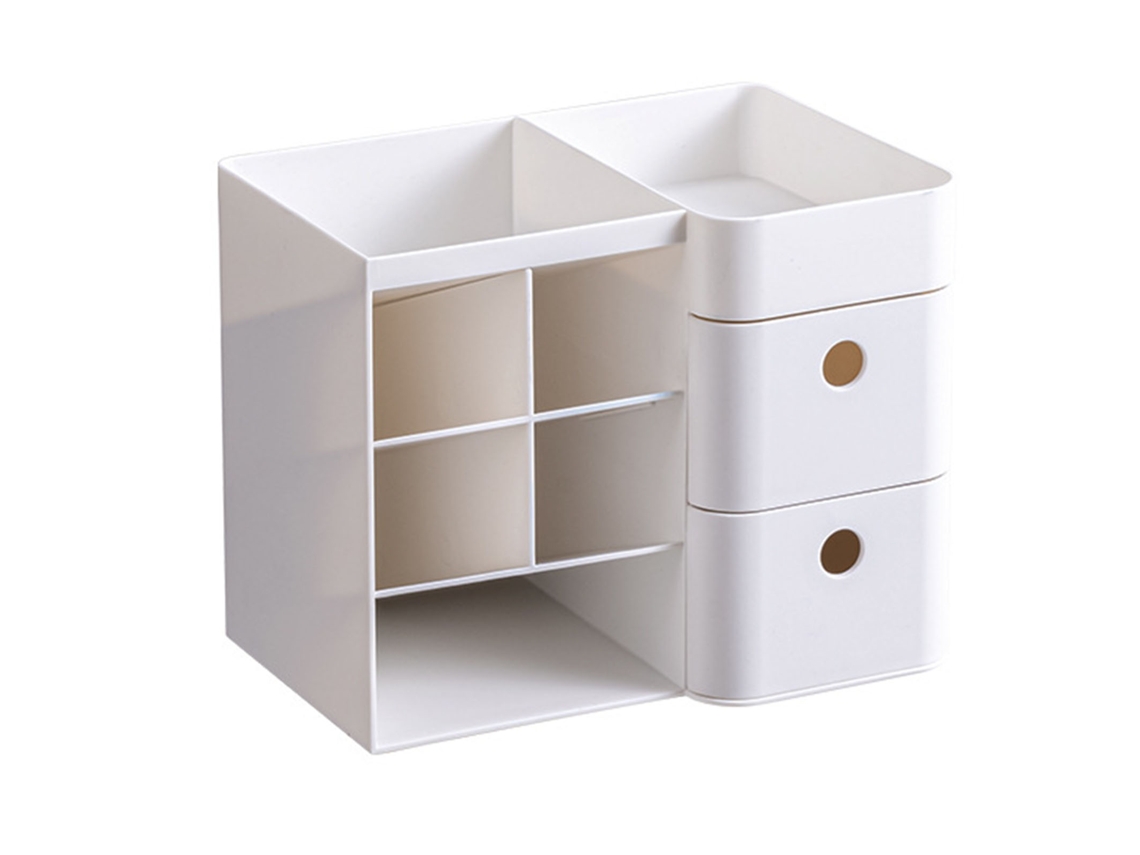 Organizador de mesa multifuncional com gaveta e apoio para canetas, estilo simples | S/MARCA