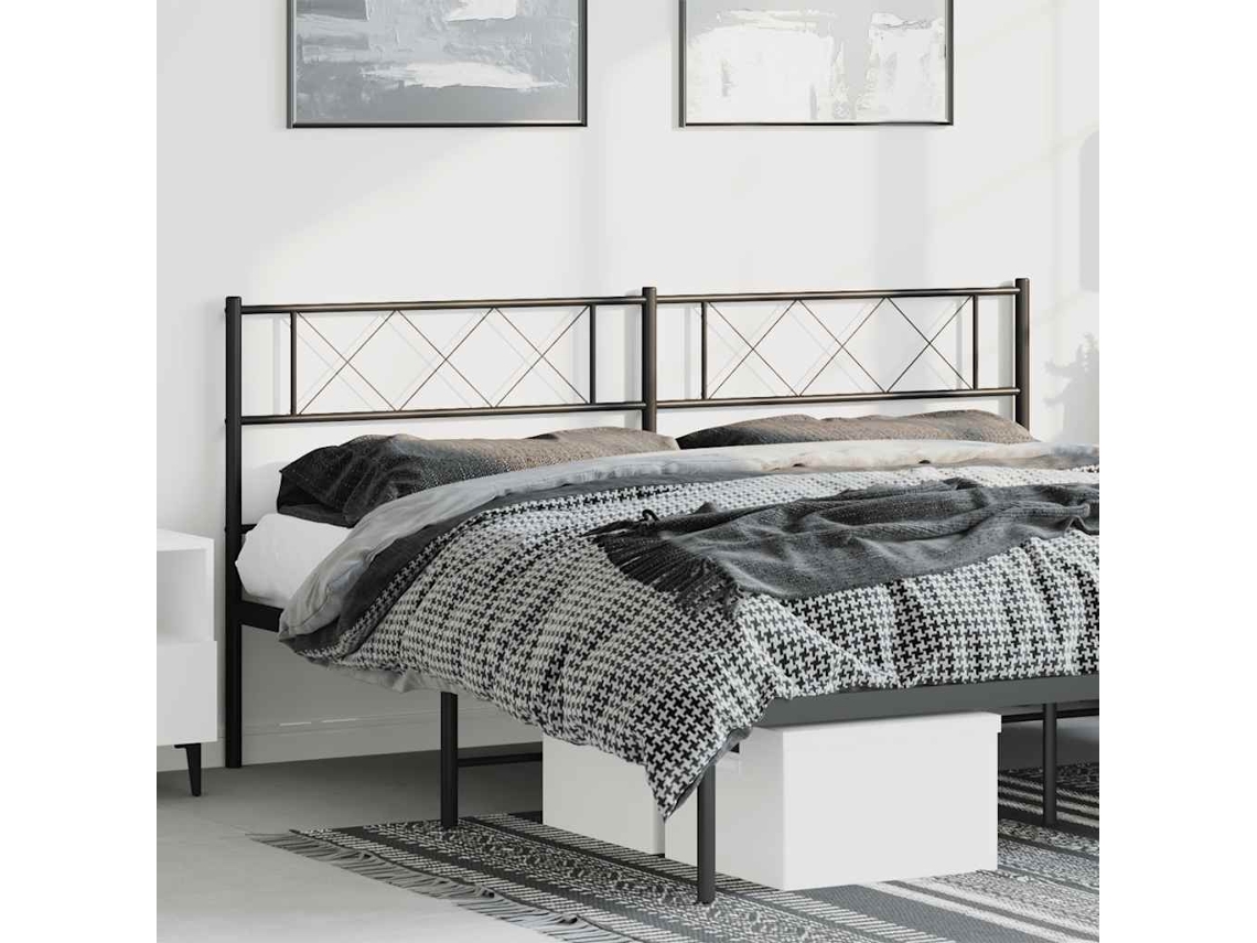 Vidaxl Cabeceira De Substituição 180 Cm Metal Preto