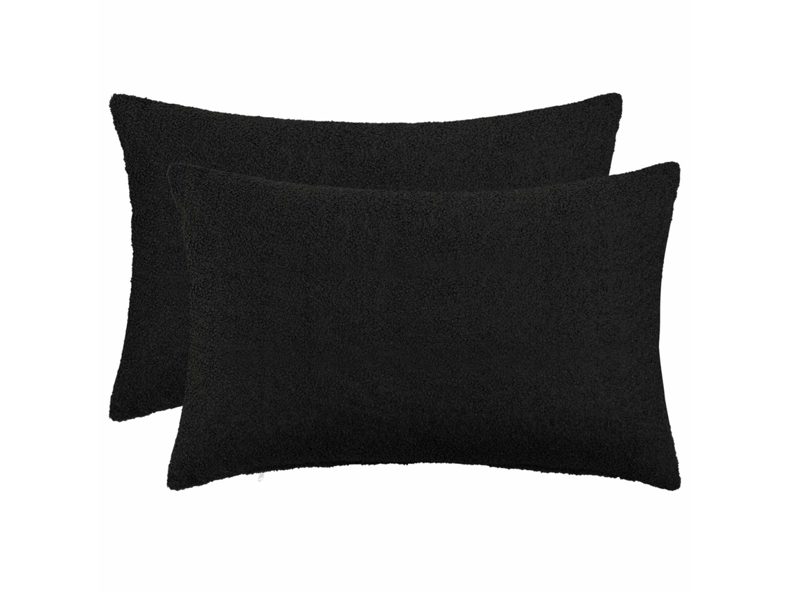 Vidaxl Capa Almofada 2 Pcs Heerlen Preto 50 X 75 Cm Bouclé