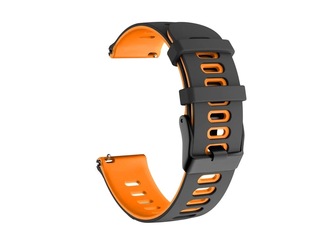 Pulseira De Silicone Bicolor 20 Mm, Compatível Com Huawei Watch Gt 3 42, Preta E Laranja.