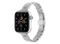 Bracelete para Apple Watch 46/49/45/44mm Silicone Preta com Fivela de Pino Branca XIAOMOYU
