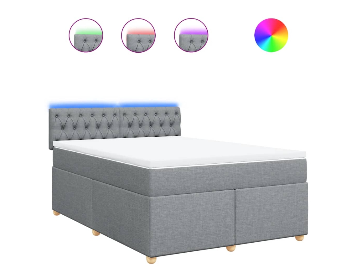 Box Spring Bed, Box Spring Beds Vidaxl Cinzeto Tecido (140 X 190 Cm)