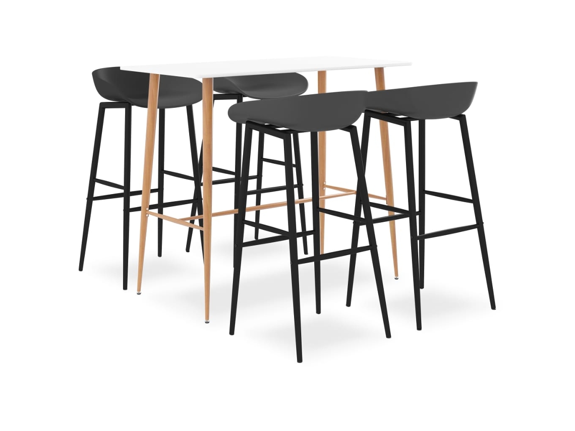 Vidaxl 5 Pcs Conjunto De Bar Branco E Cinzento