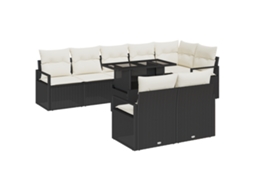 Conjunto 9 Conjunto De Sofá De Jardim Vidaxl Preto Vime Pe (100 X 55 X 73 Cm)