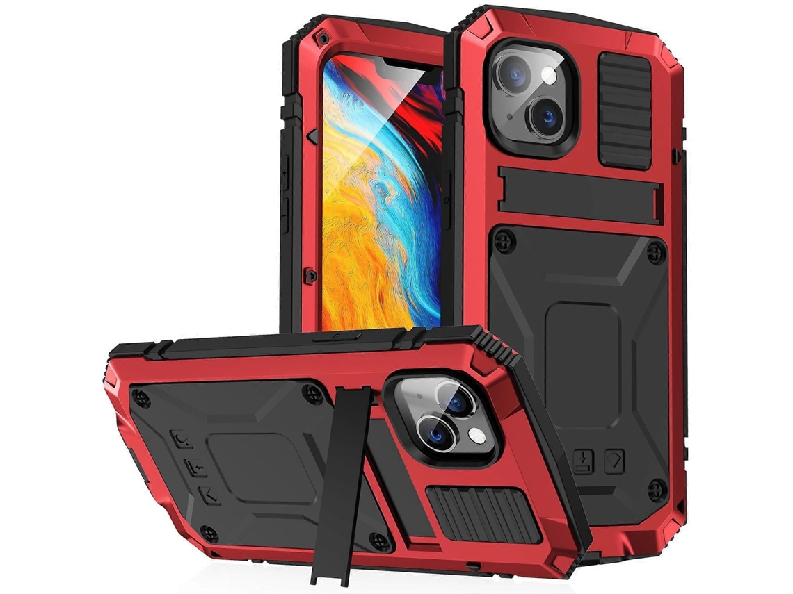 Lurelia Capa Iphone 14 Plus Metal Vidro Antichoque Vermelho