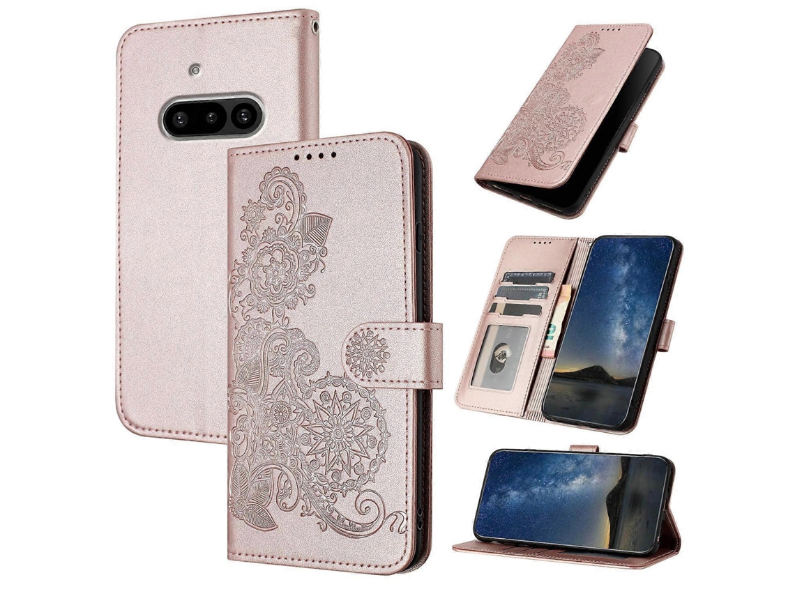 Capa De Celular Flip Em Couro Com Relevo De Flor De Datura Para Nothing Phone 3a