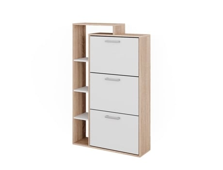 Orlando Flip-Up Shoe, 80x128,3cm com 3 compartimentos, Sonoma, Branco, Vicco