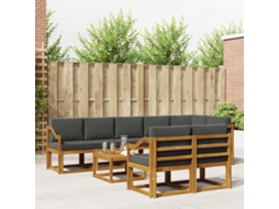Vidaxl Conjunto De Sofás Para Exterior 9 Pcs Natural E Antracite