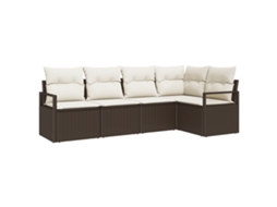Conjunto 5 Sofá Exterior Vidaxl Castanho Vime Pe (232 X 122 X 85 Cm)
