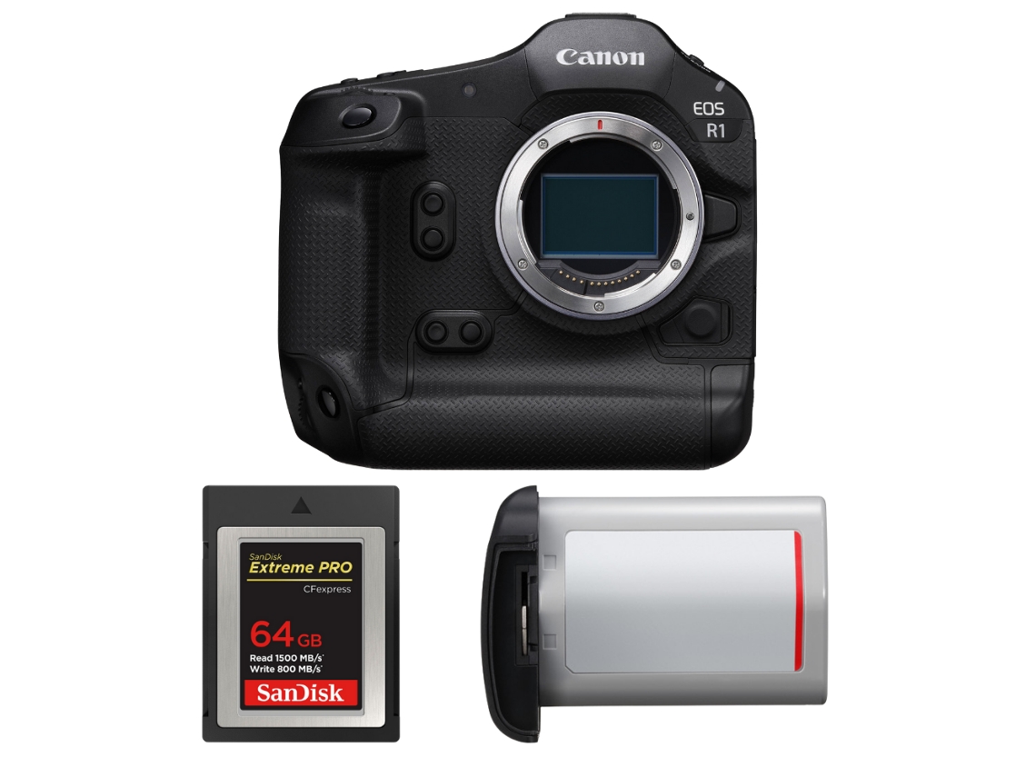Eos R1 + 1 Sandisk 64gb Extreme Pro Cfexpress Type B + Canon Lp e19 + Ebook “20 Dicas para Fotos Que Impressionam” CANON