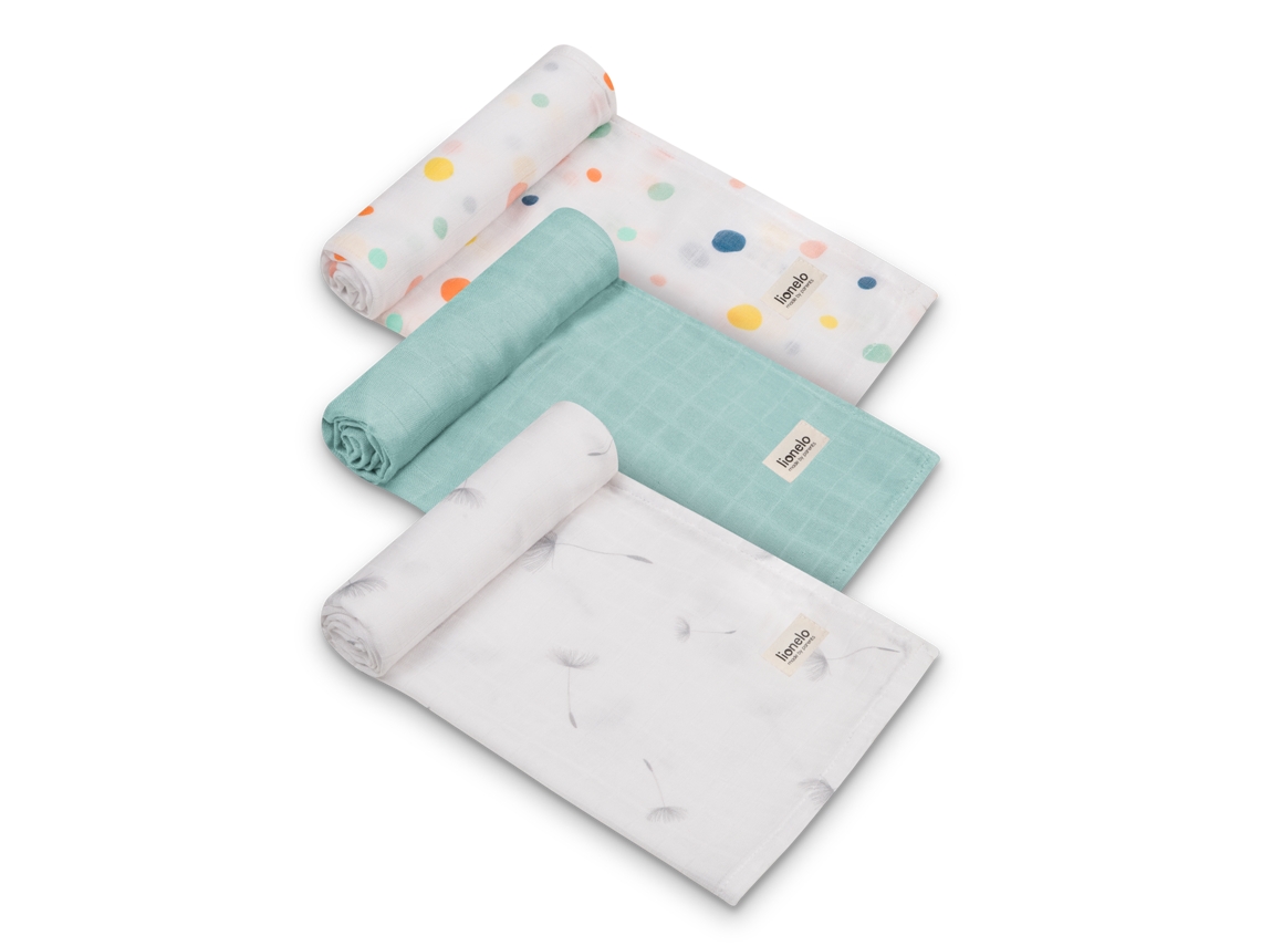 Conjunto De 3 Fraldas De Bambu Lionelo Bamboo Box - 70x70cm - 100% Algodão De Bambu - Desde O Nascimento