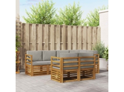 Vidaxl Conjunto De Sofá Sectional 7 Pcs Cinza Natural E Claro