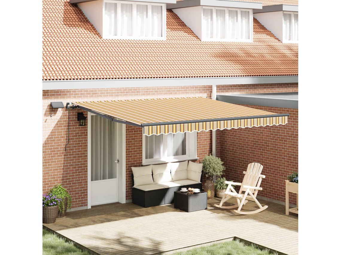 Vidaxl Toldo Retrátil Multicolor 400 × 350 Cm Tecido E Alumínio
